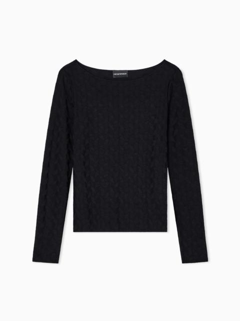 JACQUARD JERSEY JUMPER WITH A GEOMETRIC PATTERN