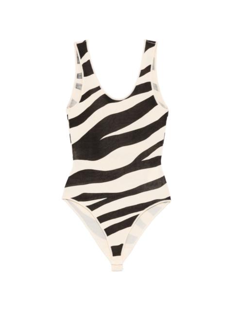 zebra-print bodysuit