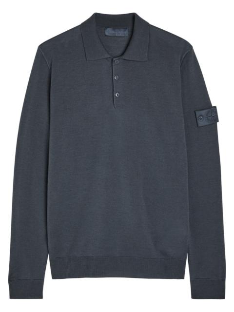 Stone Island Logo Wool Polo Shirt