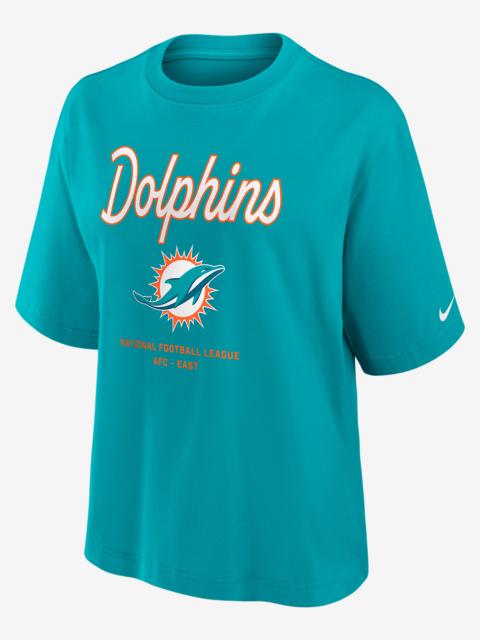 Miami Dolphins Essential Script Boxy Women's Nike NFL T-Shirt
