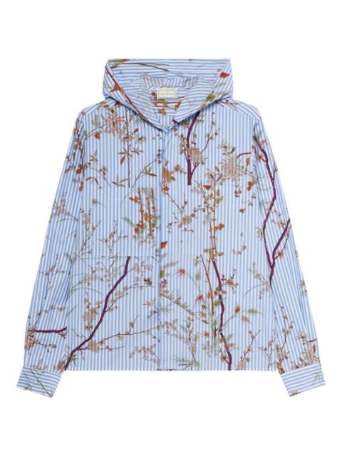 floral-print hooded shirt