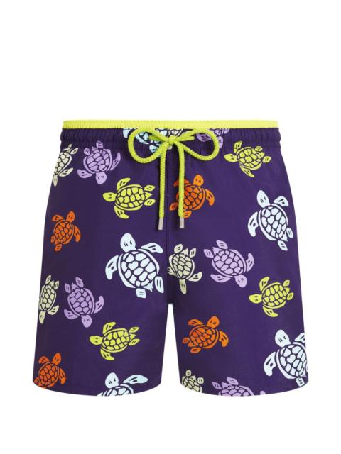 turtle-print drawstring swim trunks