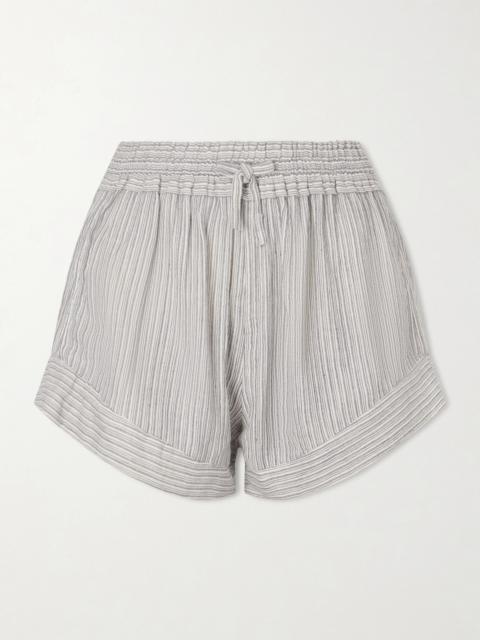 Thaliany Striped Cotton Drawstring Shorts