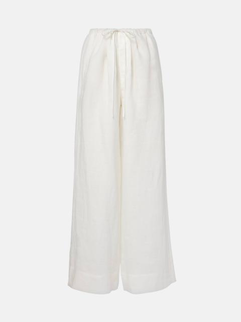 Rosalia mid-rise ramie wide-leg pants