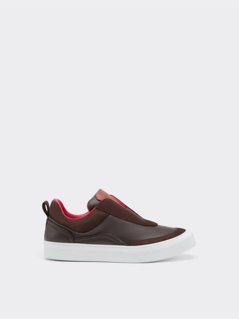 Nappa leather and suede slip-on sneaker