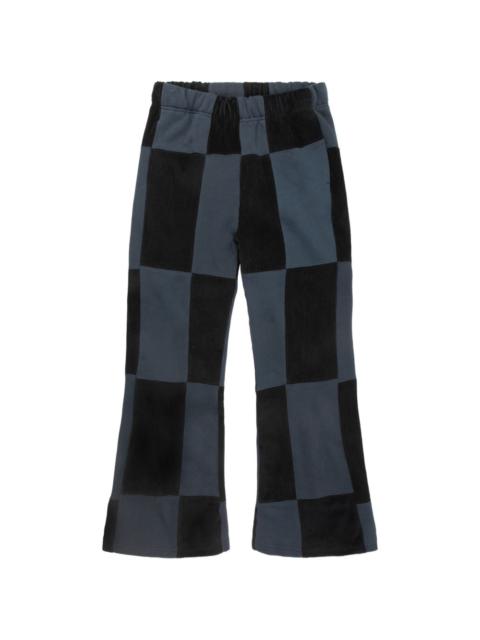 patchwork-pattern trousers