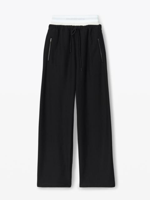 wide leg sweatpants with pre-styled detachable logo brief