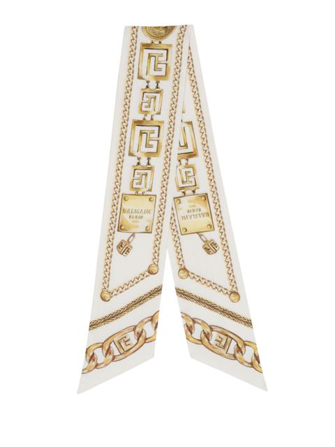 Printed silk bandana with Balmain Chains pattern