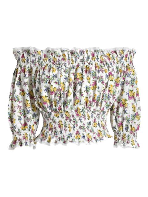 floral-print off-shoulder top