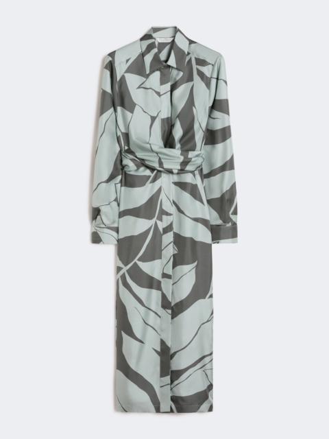 Printed silk shirt dress - GREEN