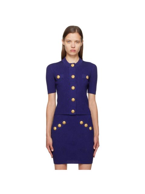 Blue Vichy Knit Cardigan