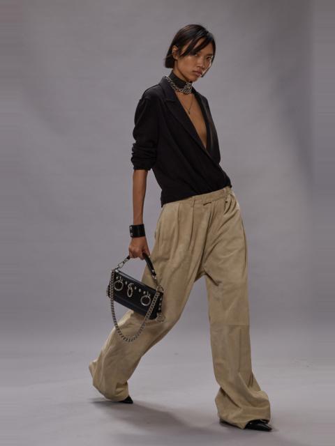 PLEATED WIDE LEG LEATHER PANT