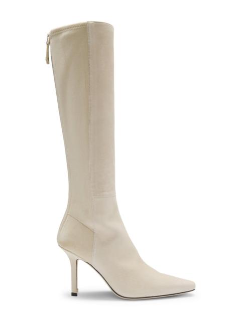 KNEE BOOTS IN LEATHER AND SUEDE