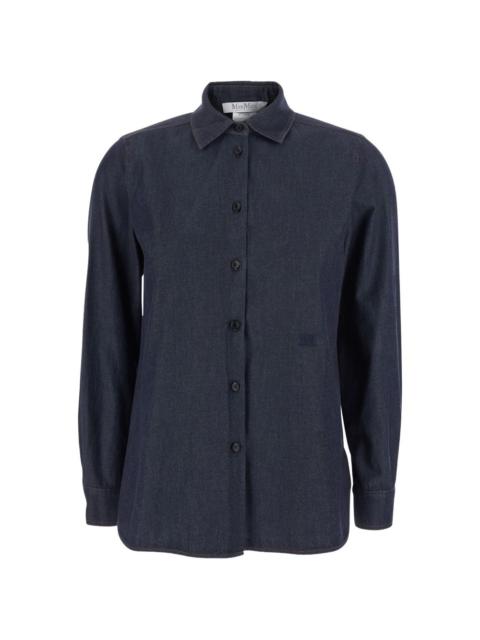logo-embroidered denim shirt