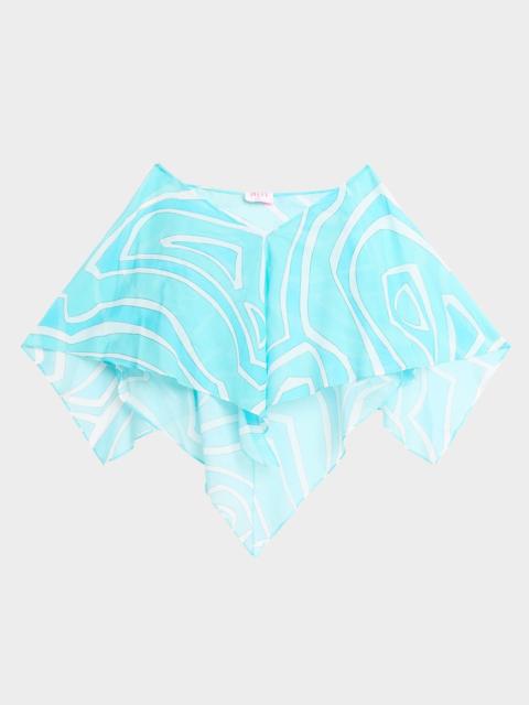 Labirinto-Print Cotton Cape Blouse