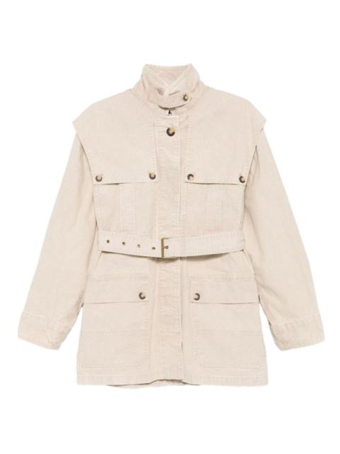 belted flap-pocket jacket