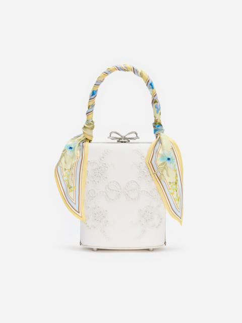Cream Linen Yellow Floral Mini Bow Bag