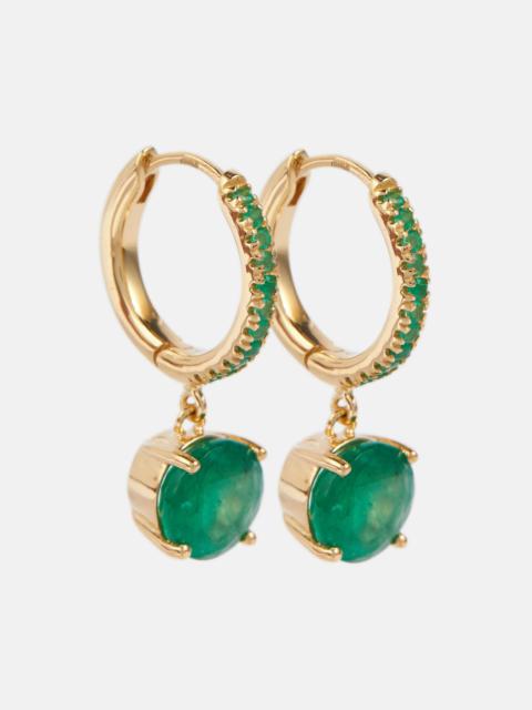 Grass Seed 18kt gold hoop earrings with emeralds