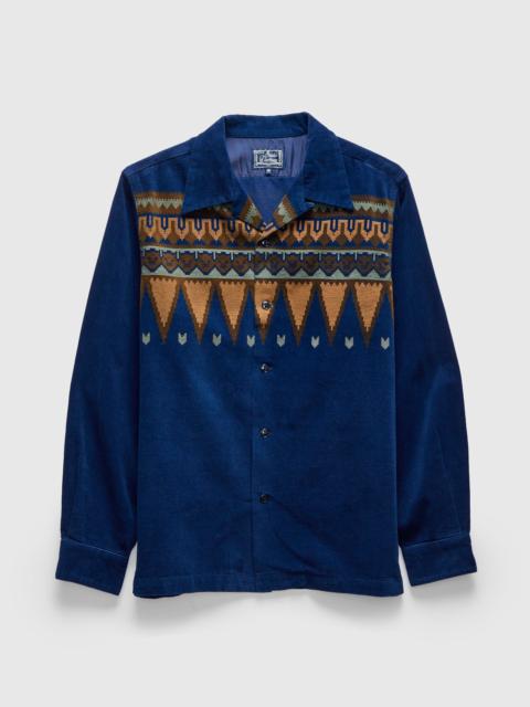 "Bunta Print" Corduroy Shirt in Indigo