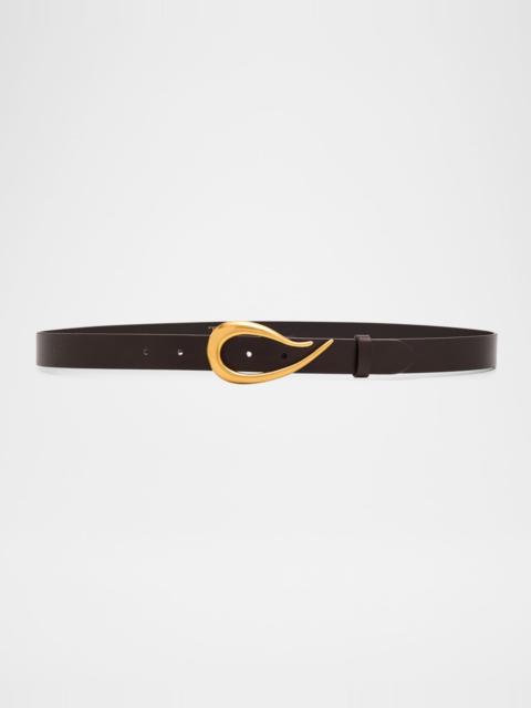 Medium Leather Belt with Snake Buckle