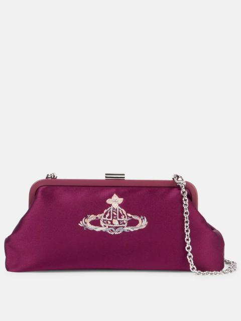 Dorothy embroidered satin clutch