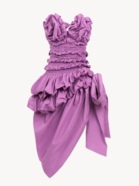 RUCHED BUSTIER MINI DRESS IN COTTON POPLIN