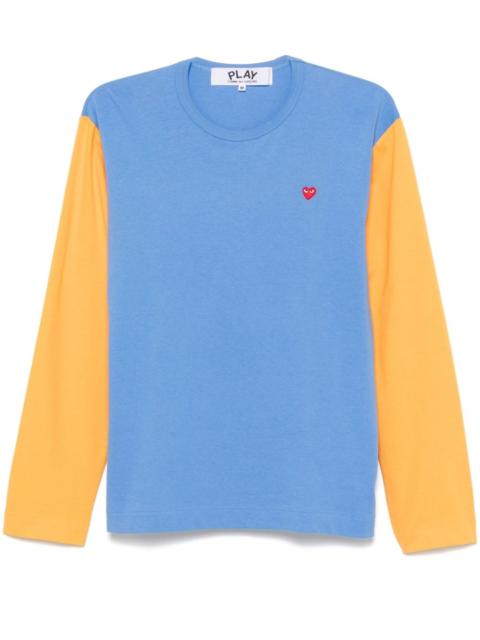 heart-patch two-tone T-shirt