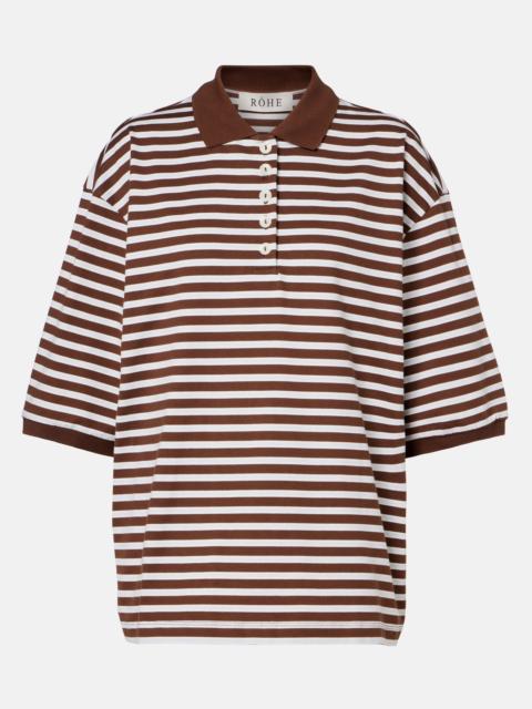 Striped oversized cotton polo shirt