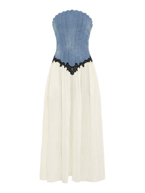 Glenn Lace Maxi Dress in Light Blue Recycled Cotton Linen