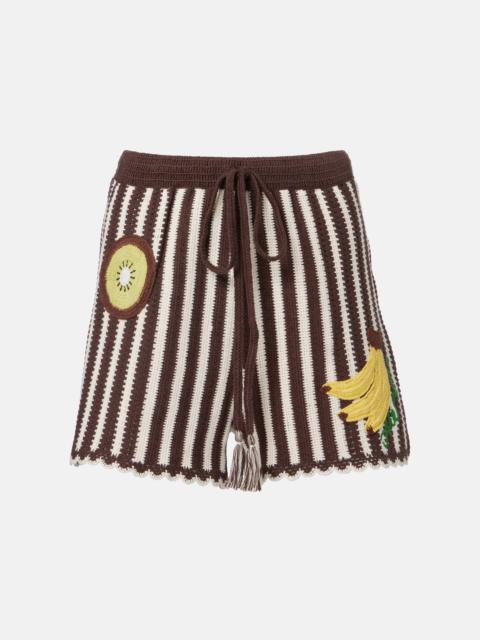 Sundae crochet embroidered cotton shorts