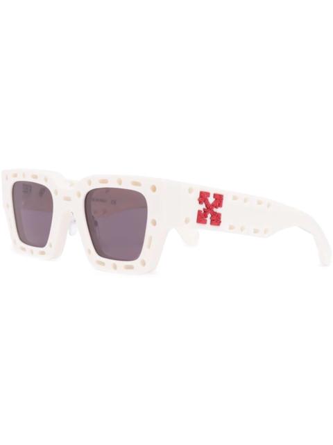 OFF-WHITE Mercer Cut-Out Square Frame Sunglasses White/Red (OERI026S22PLA0010107)