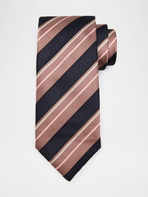 Men's Silk and Cotton Regimental Stripe Tie