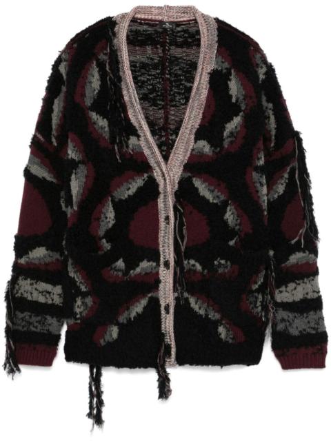 distressed-effect cardigan