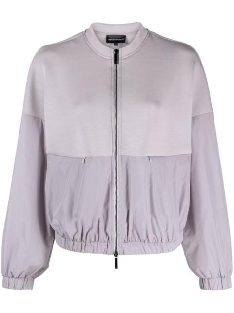scuba-jersey panelled bomber jacket