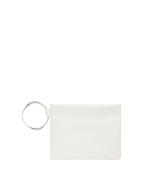 White Leather Clutch with Bracelet