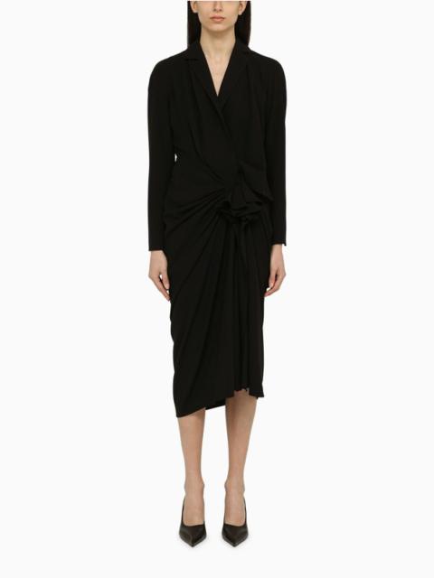 Black wool-blend dress with drape