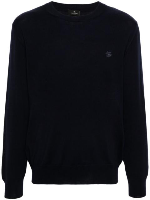 Pegaso-embroidered wool jumper
