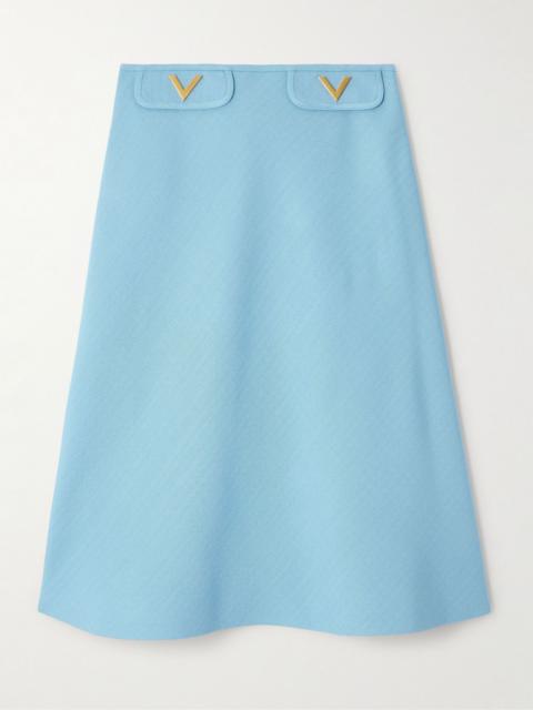 Embellished canvas midi skirt Light blue