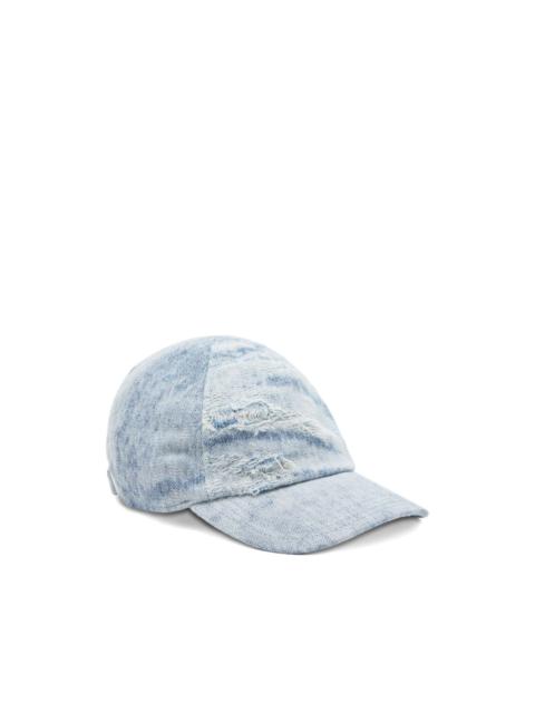 distressed-denim baseball cap