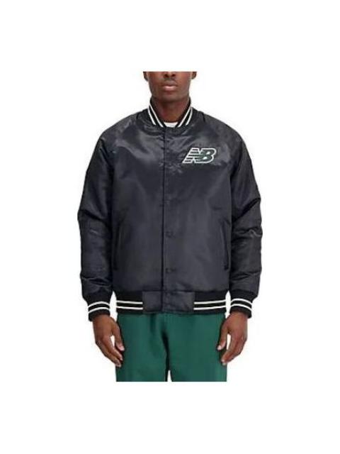 New Balance Athletics Varsity Satin Bomber Jacket 'Black' MJ33550-BK