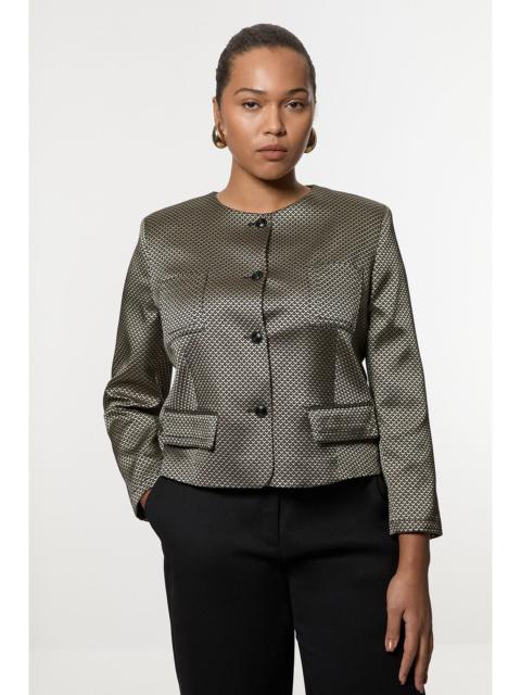 Plus Size Geo Jacquard Tailored Jacket