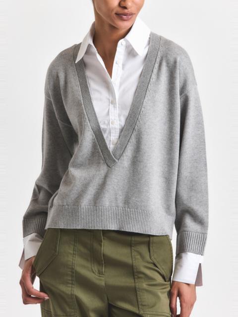 RIDA STRIPED MIXED MEDIA SWEATER