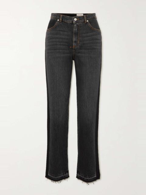 Frayed high-rise straight-leg jeans