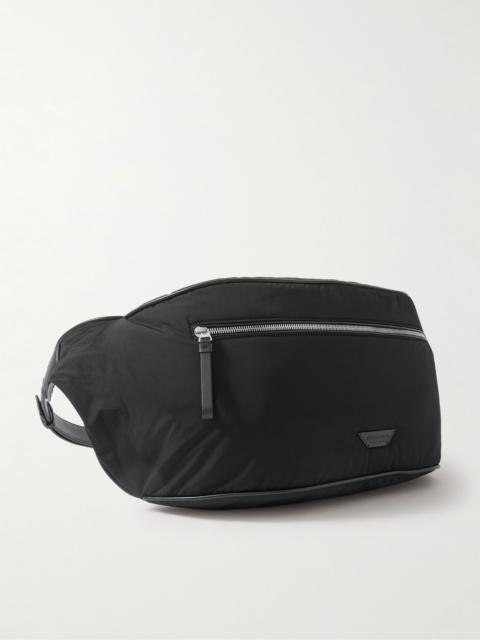Large Leather-Trimmed Paper Nylon Belt Bag Black