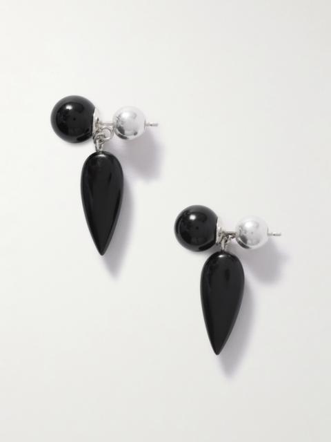 Tiny Phoenician Silver Onyx Earrings