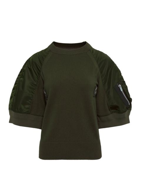 Nylon Twill x Knit Pullover