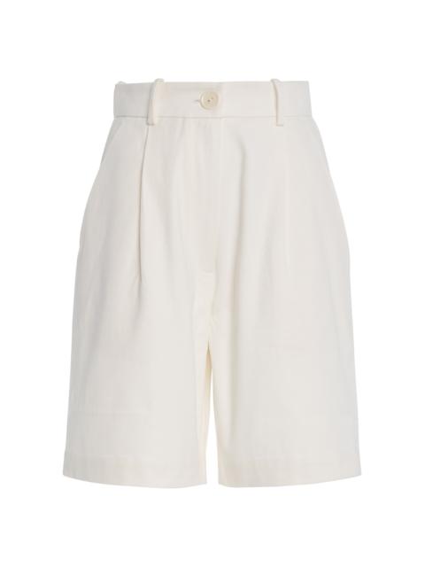 Clement Pleated Wool Shorts ivory