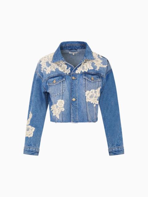 Amana Lace Appliqué Denim Jacket