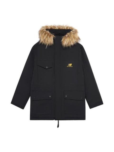New Balance Fur Collar Warm Windproof Jacket 'Black Brown' AMJ23371-BK