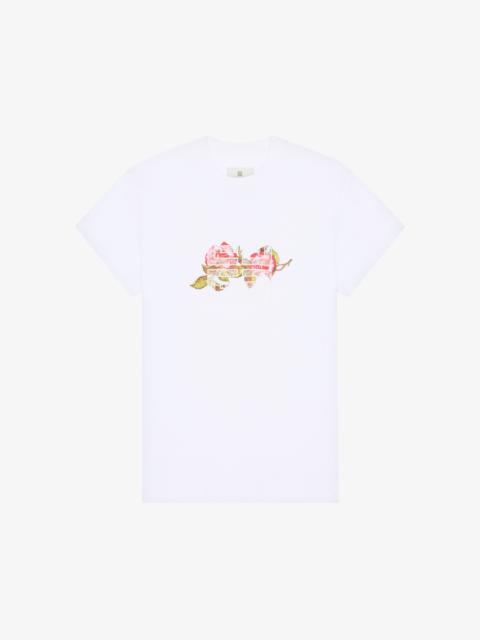 4G LACE SLIM FIT T-SHIRT IN COTTON WITH ROSES PRINT